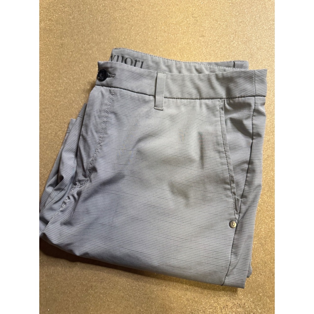 Vuori Aim Shorts Mens 36 Grey Micro Stripe Performance Stretch V399 Golf Casual